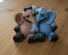 Wunderschöne Dekoration Zwei Elefanten Figuren Mit Schöne Motive Farben 