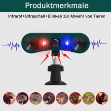 Solar Tiervertreiber Ultraschall Abwehr Marder Katzen Hunde Abwehr Schreck IP55