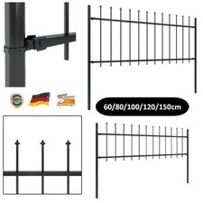 Gartenzaun mit Speerspitzen Stahl Schmuckzaun Metallzaun Zaun Türzaun Schwarz DE