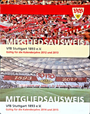 2 x VfB Stuttgart Mitgliedsausweise 2012 - 2015
