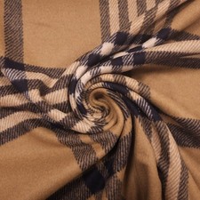 Wollstoff beige dunkelblau