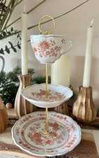 Etagere  - Porzellan  - Hutschenreuther, 3-stufig,  Goldhalterung