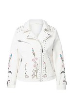 MIAMODA Damen große Größen Bikerjacke Lederoptik Stickerei Ziernieten 839180