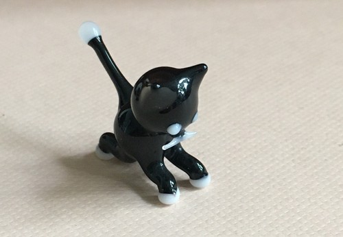 Schwarze katze glasfigur - katze,