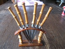 6 originelle Obstmesser mit Bakelit Ständer Bambus Optik 60er Jahre Solingen