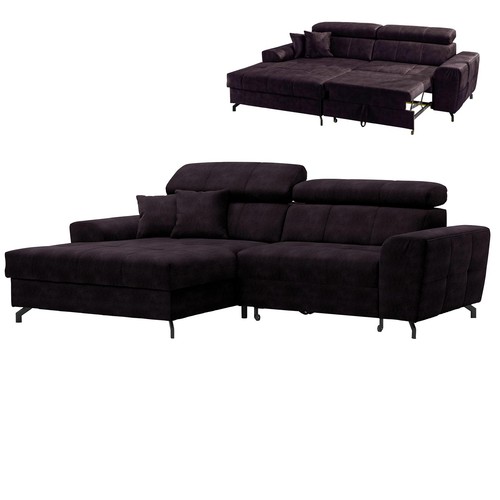 Ecksofa aubergine samt - -,