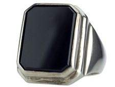 Art Déco 835 Silber Onyx Herren Signetring Siegel Ring!