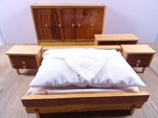 Nostalgische  Puppenmöbel Vintage Schlafzimmer Holz Zubehör Rarität (6669)