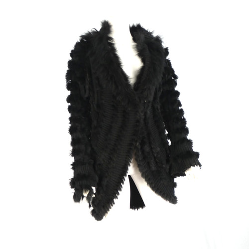 Strickjacke echtfell kaninchen - strickjacke,