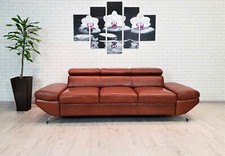 Echtleder  3 er Sofa Couch Varsovia Ledersofa mit verstellbaren Kopfstützen