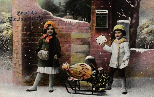 Neujahr kinder schlitten - kinder,,