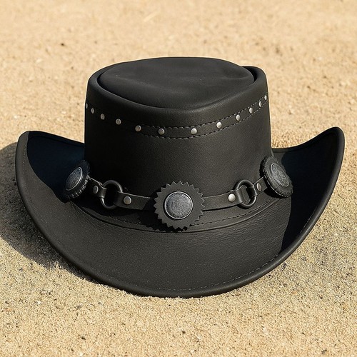 Cowboyhut schwarz leder - cowboyhut:,