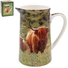 Country Highland Kuh & Kalb Keramik Krug 500ml Krug Deko Vase braun
