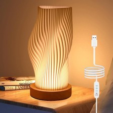 Nachttischlampe mit Holzsockel