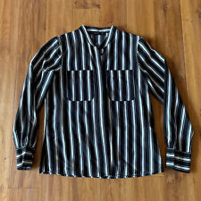 Hallhuber Bluse Tunika Lockerer Schnitt Streifen Schwarz Weiß Taschen 36 S Neu