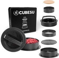 Burgerpresse Hamburger Patty Burger Frikadellen antihaft BBQ 3in1 Set Backpapier