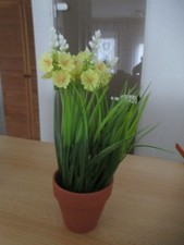 Große Künstliche Gladiole Gelb in Keramiktopf NEU