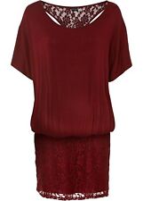 Neu Kleid mit Fledermausärmeln Gr. 40/42 Rubinrot Damen Abendkleid Party-Dress