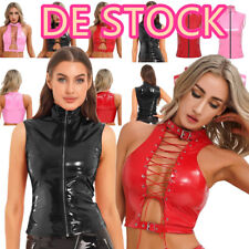 DE Damen Lack Leder Crop Tops