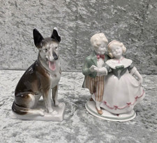 Figuren Porzellan Hund und Kinder ca. 15 cm hoch