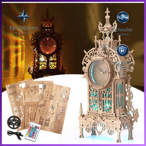 Holzpuzzle turmuhr led - turmuhr,