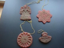 4 x Weihnachtsbaumschmuck aus Wachs: Engel und  'Taler'