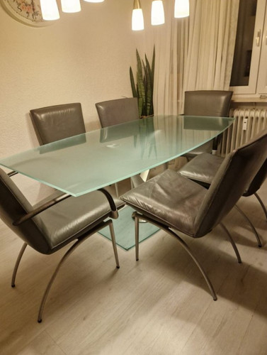 Rolf benz glas esstisch mit
