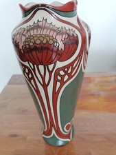 Villeroy & Boch Mettlach Mohnblumen Jugendstil Keramik Vase mit Prägung am Boden