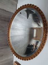 Wandspiegel, Garderobenspiegel,oval, 56 x 65,  mass. Holzrahmen antik, Vintage