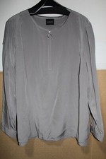 Madeleine Damenbluse aus  100 % Seide Hemdbluse Gr.44/46 Graues Damenkleid