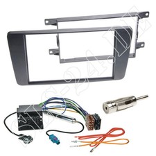 Skoda Octavia II Doppel 2 DIN Autoradio Einbaurahmen Radioblende ISO Adapter SET