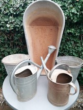 Zinkwanne + 2 x Gießkanne + 2 x Zinkeimer / Scheunenfund - Gartendeko Pflanztopf