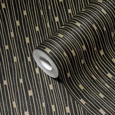 Tapete 50er Jahre Retro Design – Schwarz, Metallic