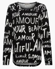Aktuelle Mode  TREDY TUNIKA NEU XL XXL 44 46 48 Glitzer Glamour Lettering 