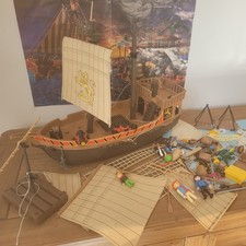 Vintage Playmobil 3750 Piratenschiff Segel Ersatzteile Defekt Kanonenkugeln