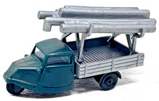 Praline H0 Tempo Dreirad Pritsche mit Transportgestell und Rohren  - HO H0 1:87