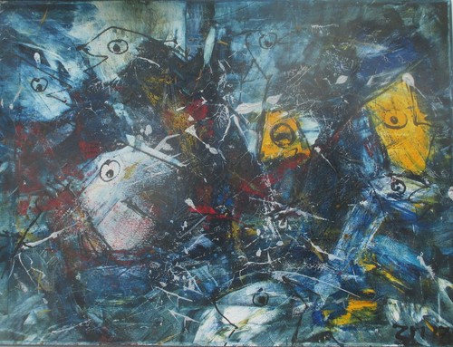 Fische 80x60 ölbild - 80x60,