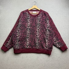Adidas Originals Sweatshirt Damen UK 12 M Leopard Animal AOP Trefoil Oversized