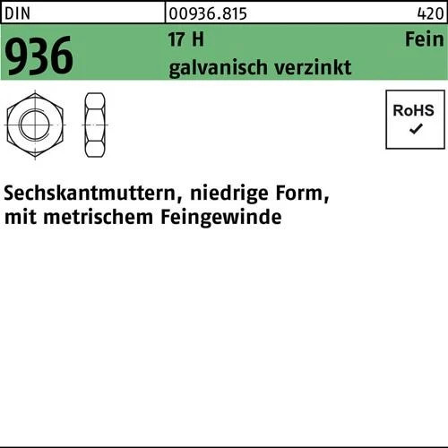 Sechskantmutter din 936 - din, m20x