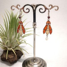 Jugendstil Schmuck Granat Ohrringe Perle Emaille Vintage Silber 925/- Antikstil