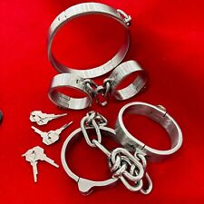Edelstahl Handschellen Fußfesseln Halsband Fesseln Sklave Männer Bondage Set SM