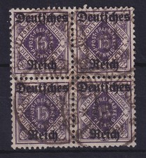 Dt. Reich Dienstmarke 15Pfg Mi.-Nr. 54 Viererblock  O gepr. INFLA