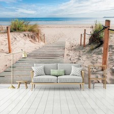 Vlies Fototapete 3D Strand Dünen Meer Nordsee Wohnzimmer Tapete XXL Landschaft 3