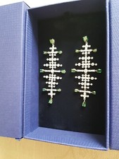 Swarovski Ohrringe Groß Lang Kristalle Grün Klar
