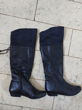 Stiefel Schnürung Overknee Overknees kniehoch schwarz flach 36 bequem