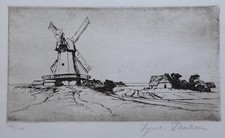 INGWER PAULSEN. Mühle auf Pellworm. Signiert. Radierung.