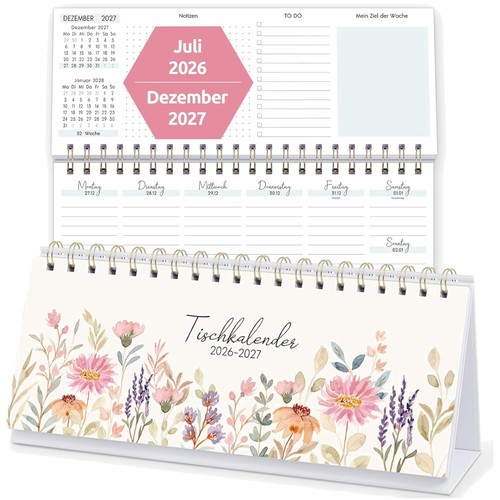 Tischkalender 2026 2027 blumen - 2026,