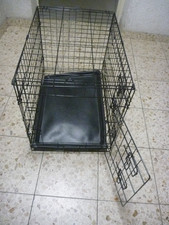 Transportbox Transportkäfig Gitterbox Hund/Katze Schwarz/Metall klappbar