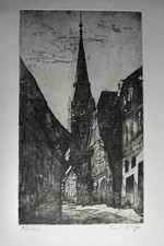 Radierung Aquatinta Landschaft