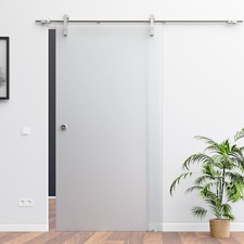 Soft Stop Glasschiebetür matt blickdicht mit Edelstahl System Dekor DA